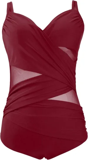 Andongnywell Women's Swimsuits One Piece Tummy Control Front Cross Backless Swimsuit Bathing Suit one-Piece Swimsuit