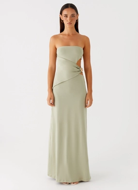 Anetta Maxi Dress - Sage Day-to-Day Wear Anetta Maxi Dress - Sage Light Fabric A Line Cut