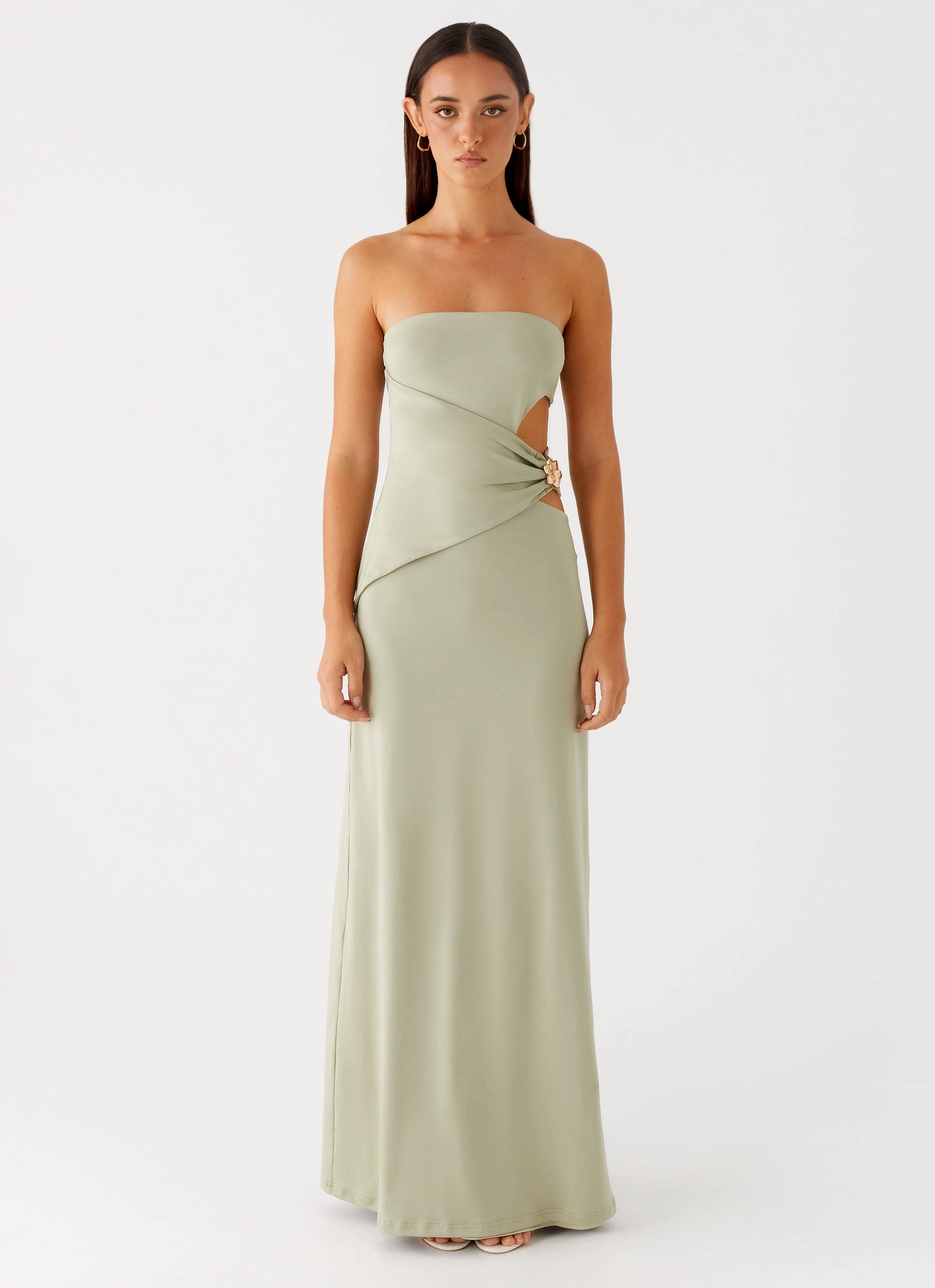 Anetta Maxi Dress - Sage Light Fabric A Line Cut