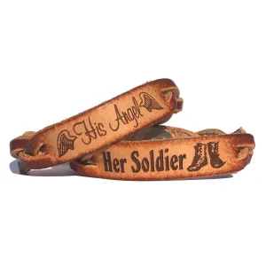 Angel & Soldier Leather Bracelets (Pair)