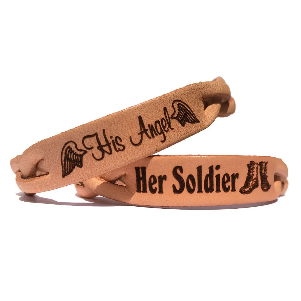 Angel & Soldier Leather Bracelets (Pair)