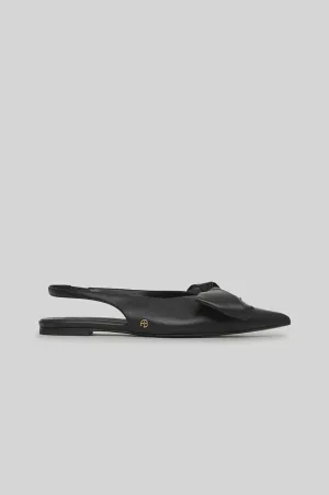 Anine Bing Nina Slingback Flats with Bow in Black