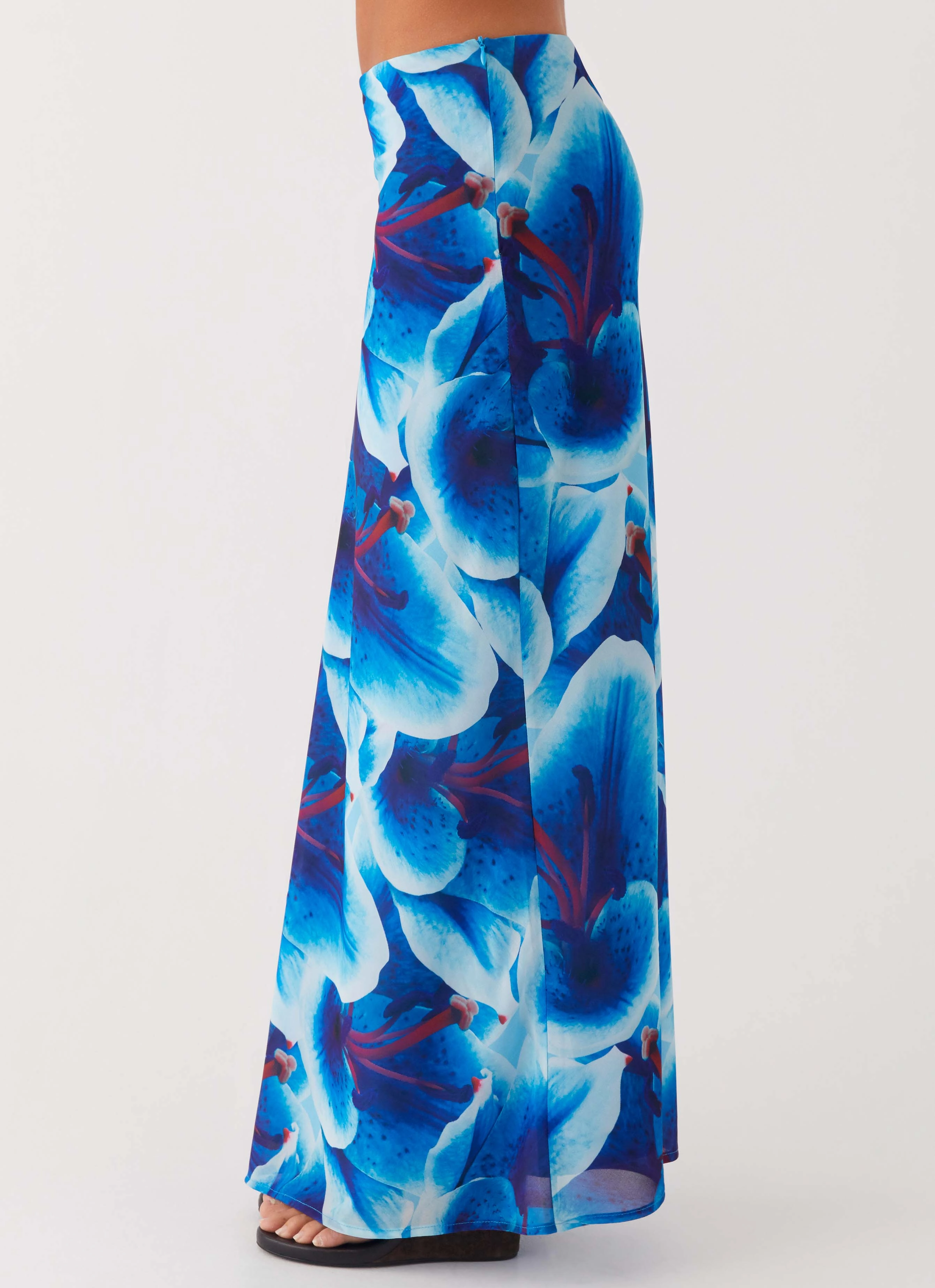 Refined Style Urban Edge Another Life Chiffon Maxi Skirt - Turquoise Floral
