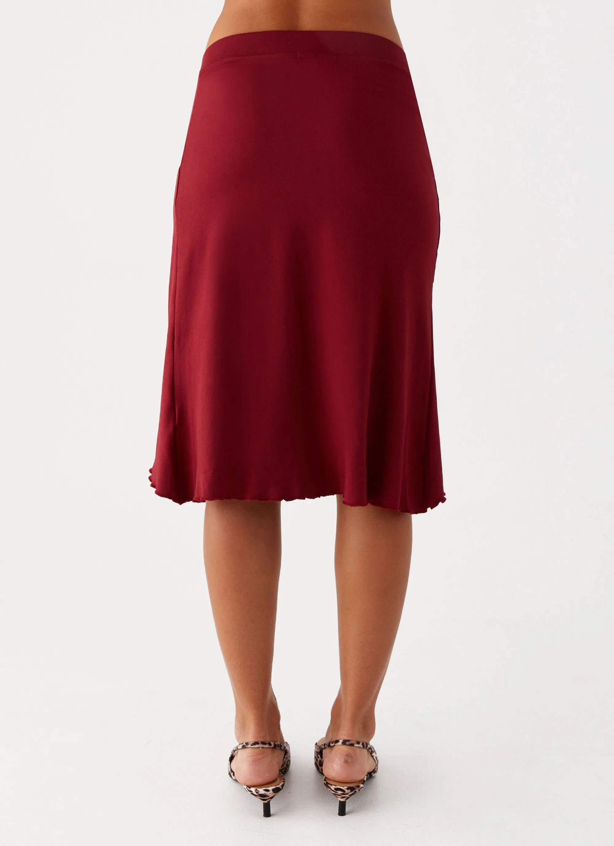 Shes A Lady Midi Skirt - Red FunctionalZipper Easy Travel