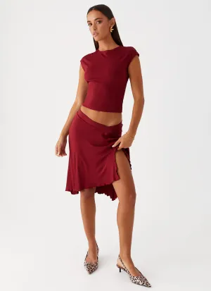 Anti Static Fabric Shes A Lady Midi Skirt - Red Chill Mode Shape Retention Shes A Lady Midi Skirt - Red
