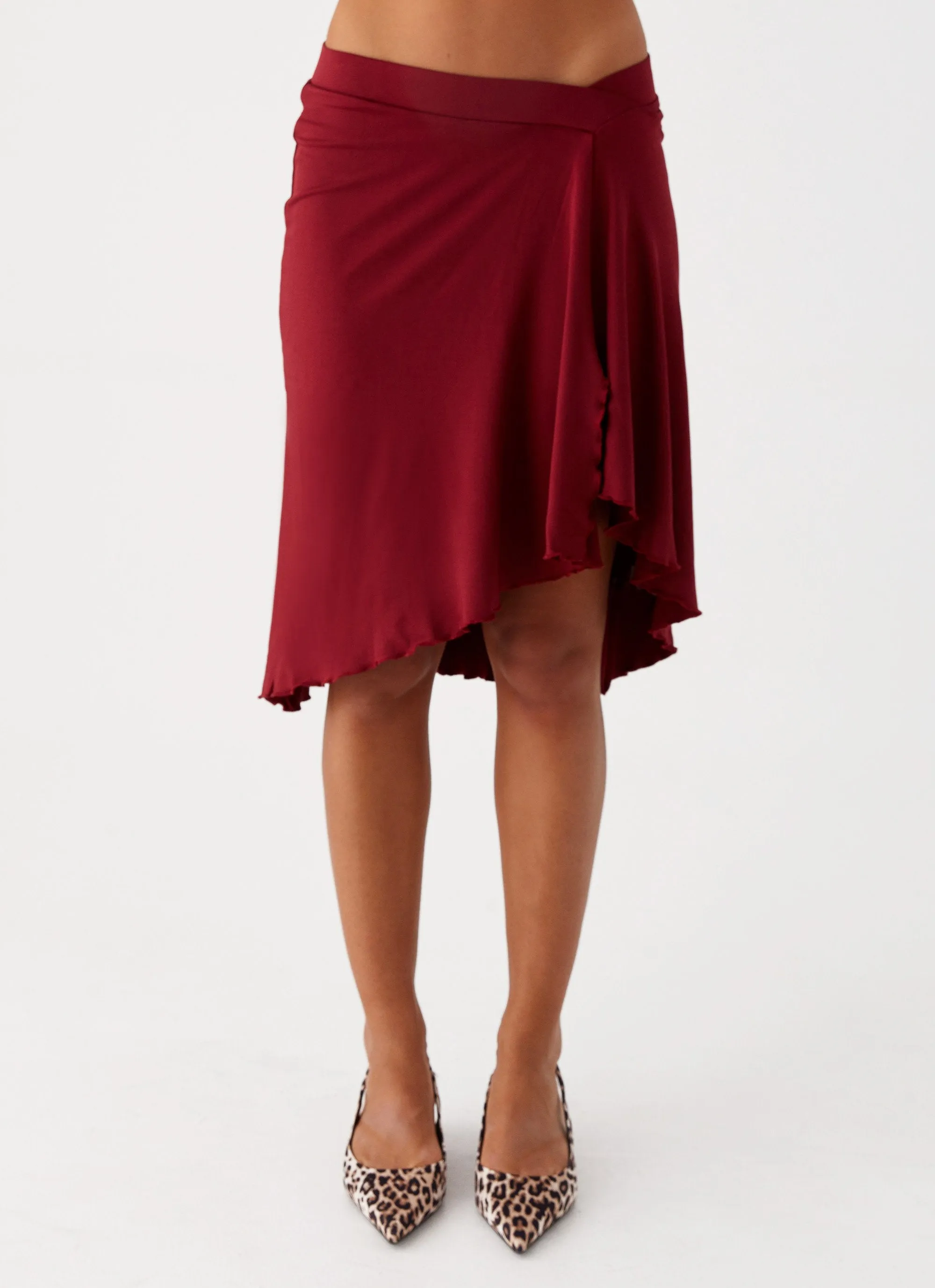 Comfort Base Shes A Lady Midi Skirt - Red