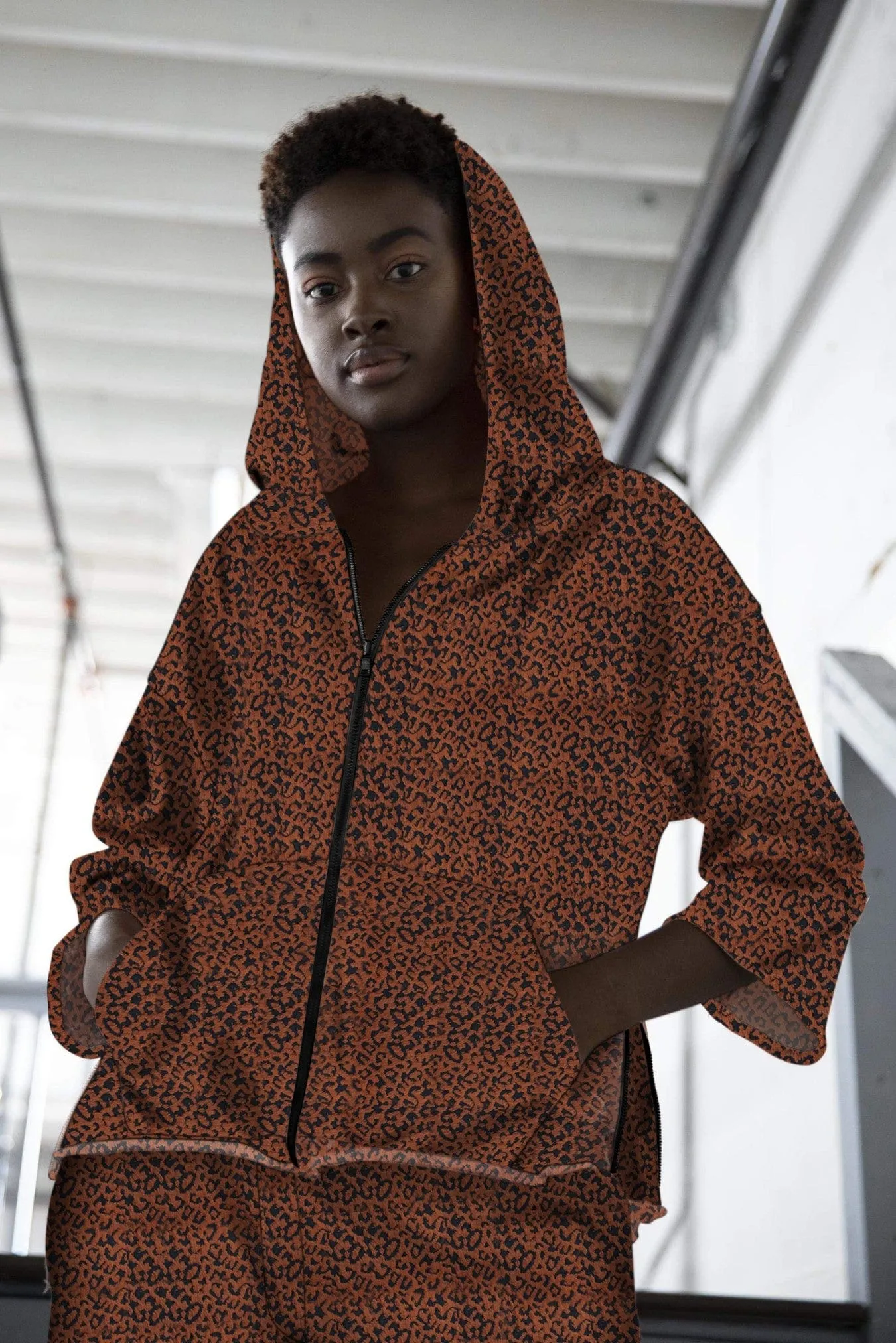 Soft touch finish Detachable Hood Anouk Hoodie Sweatshirt - Mocha Fierce