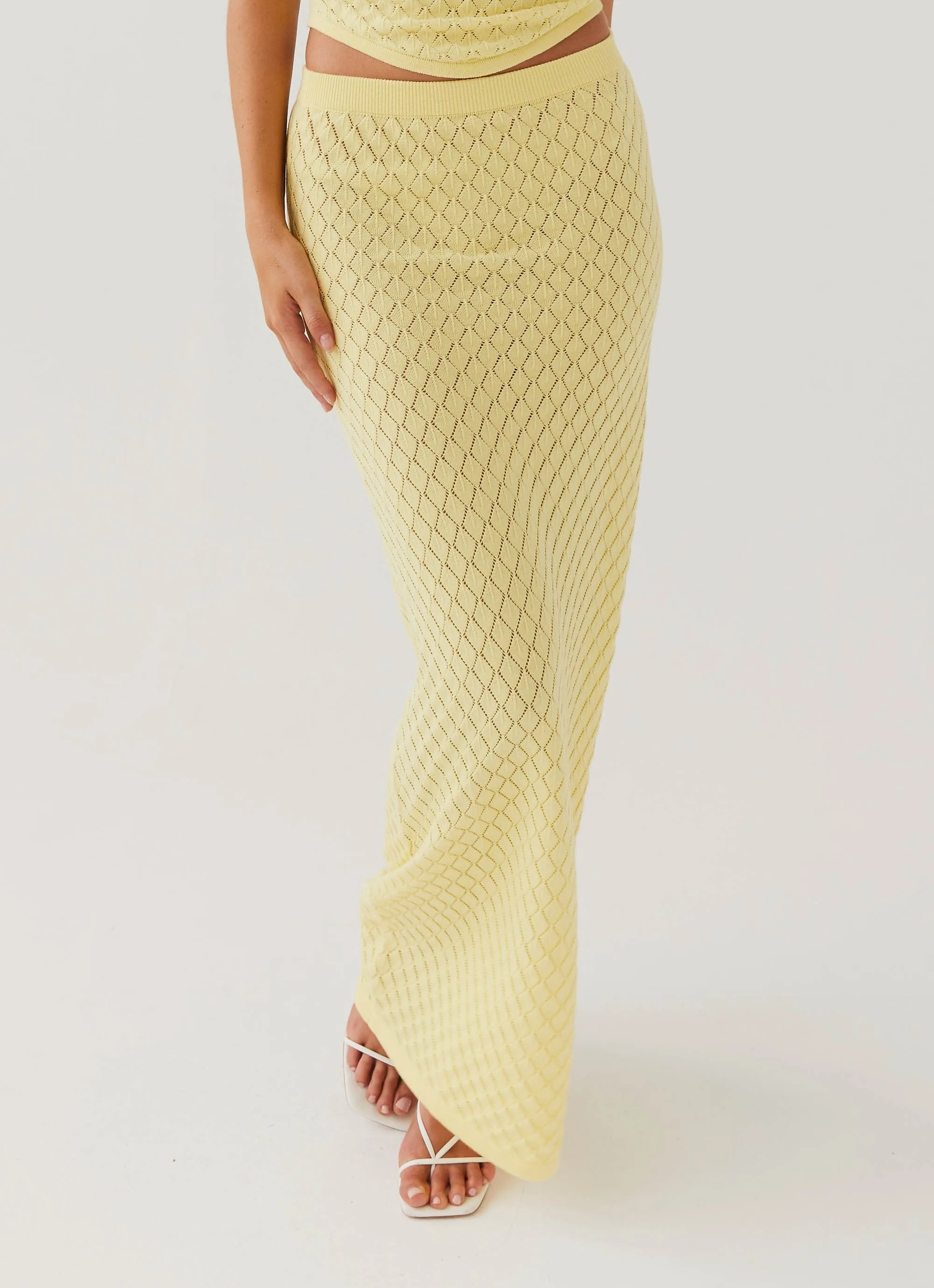 Quick Movement Wear Cozy Wear Amanza Knit Maxi Skirt - Lemon