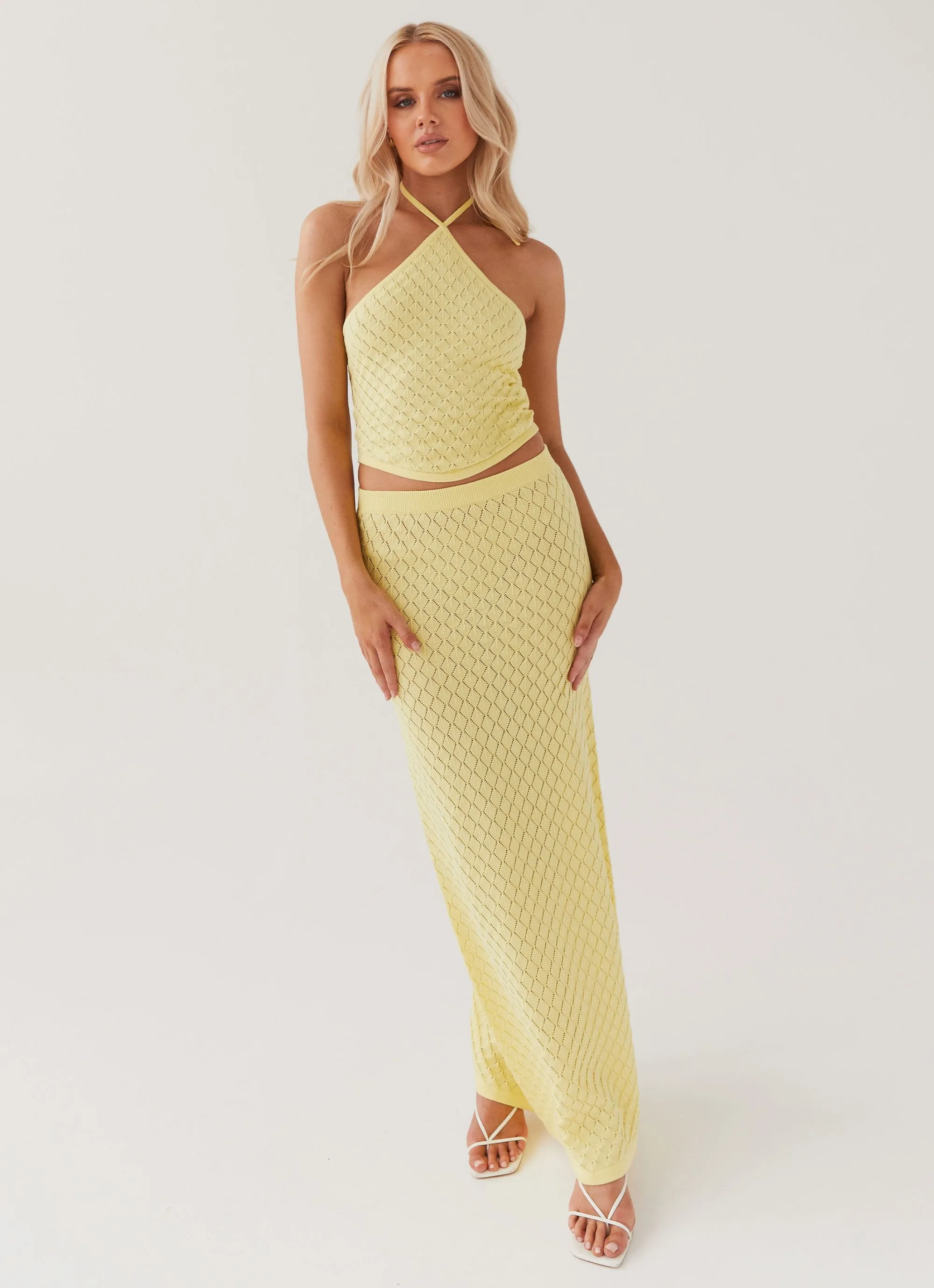 Amanza Knit Maxi Skirt - Lemon Compact Pack