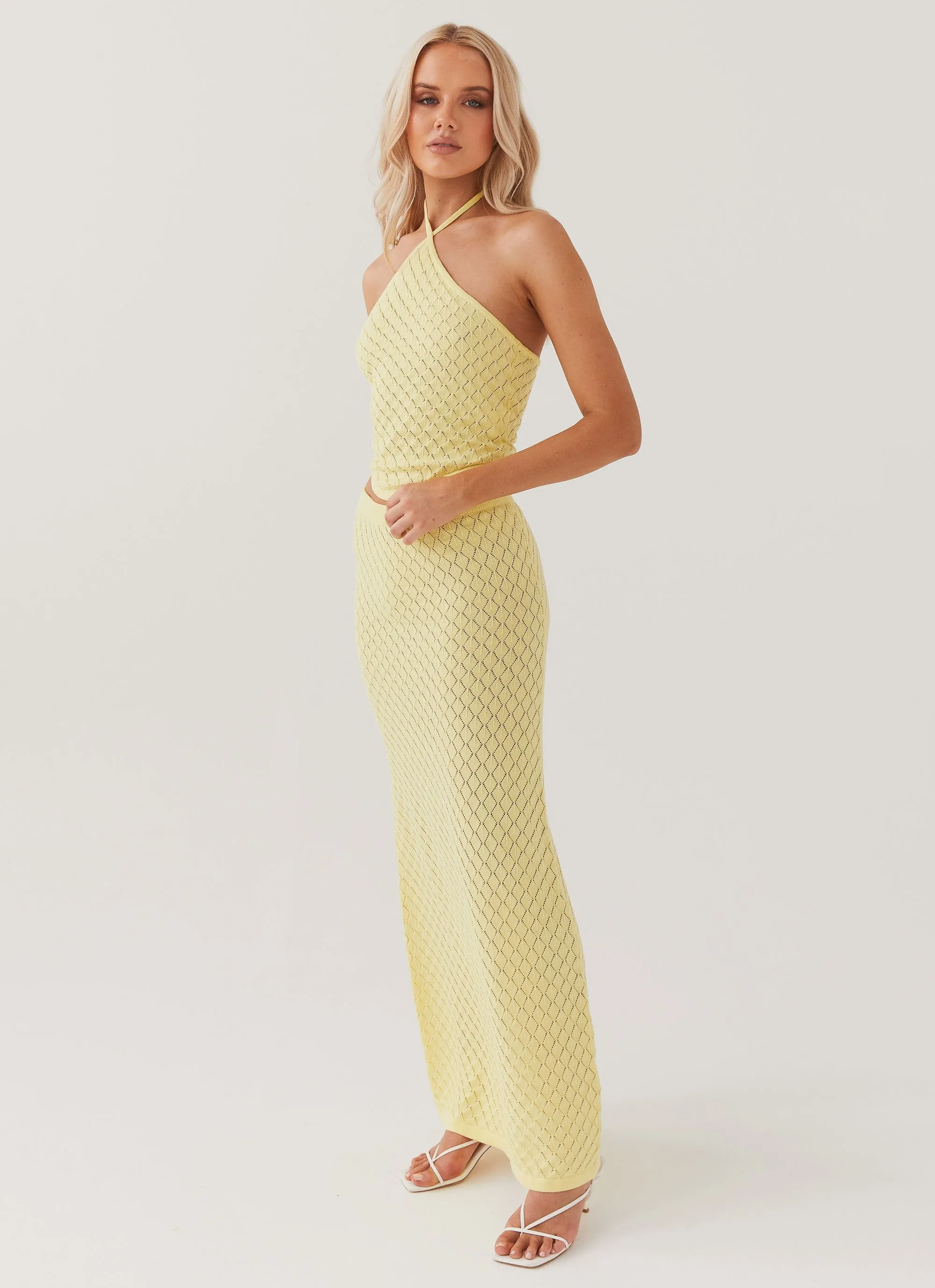 Amanza Knit Maxi Skirt - Lemon Casual Fit Design Training Comfort