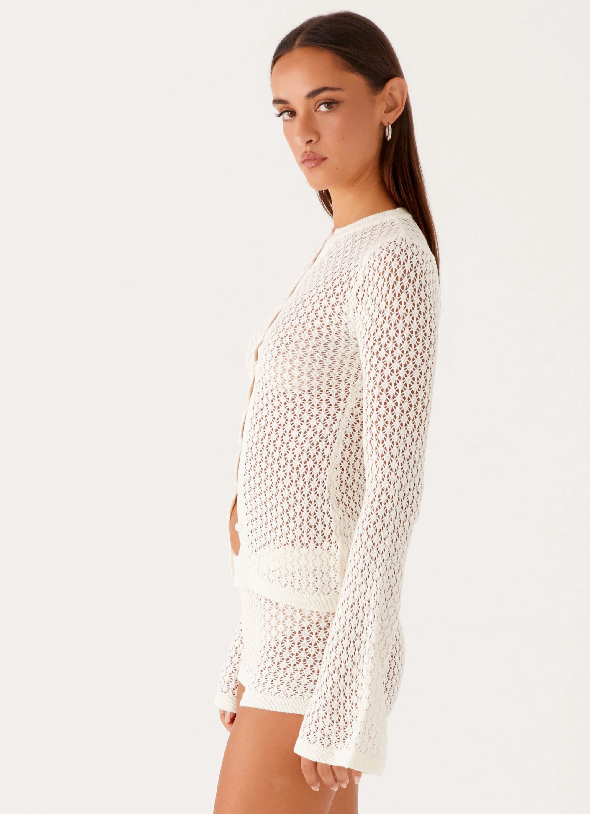 Molly Crochet Cardigan - Ivory Contour Support