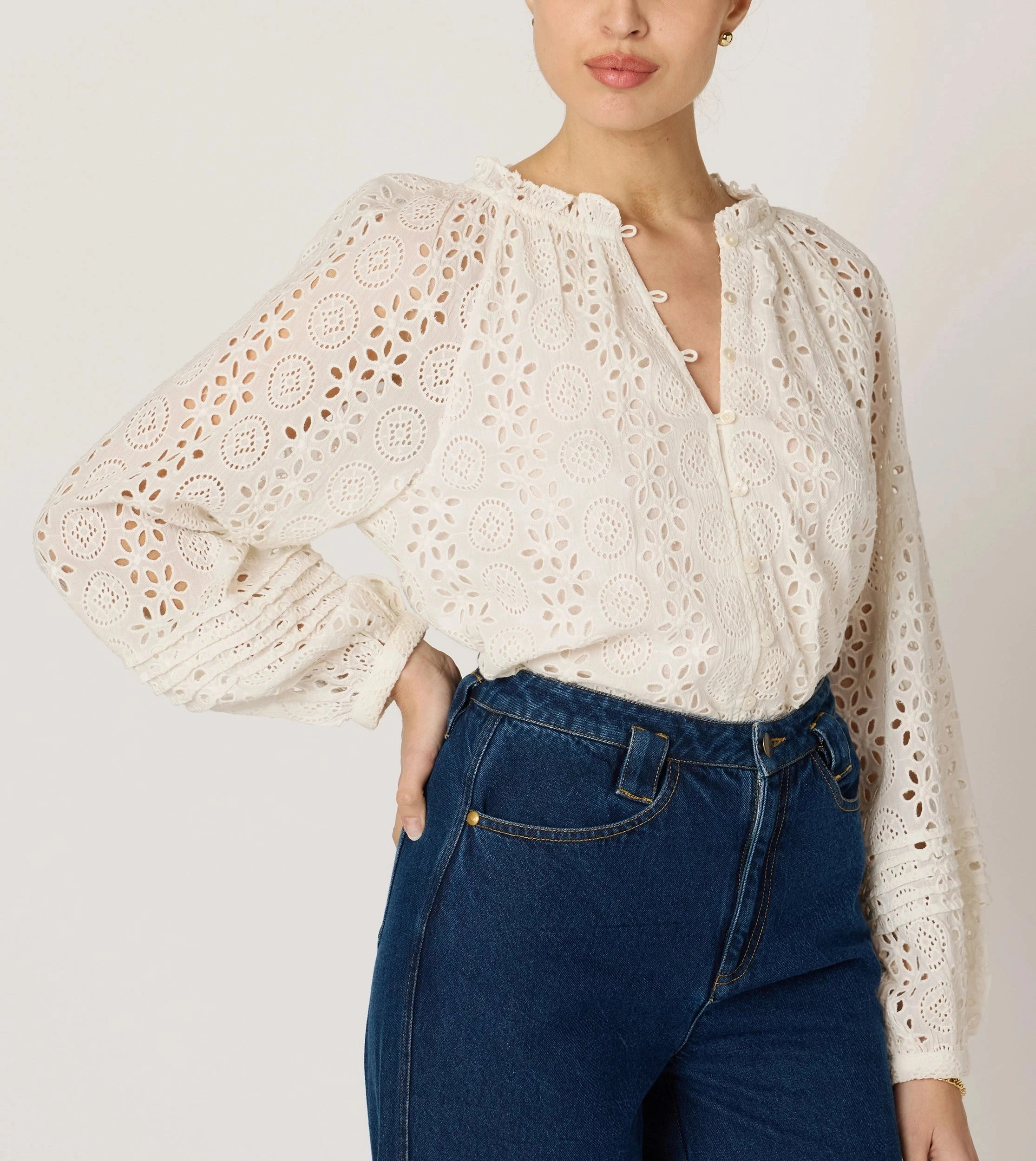 Alicia Blouse | Ivory Eyelet NonChafingEdges