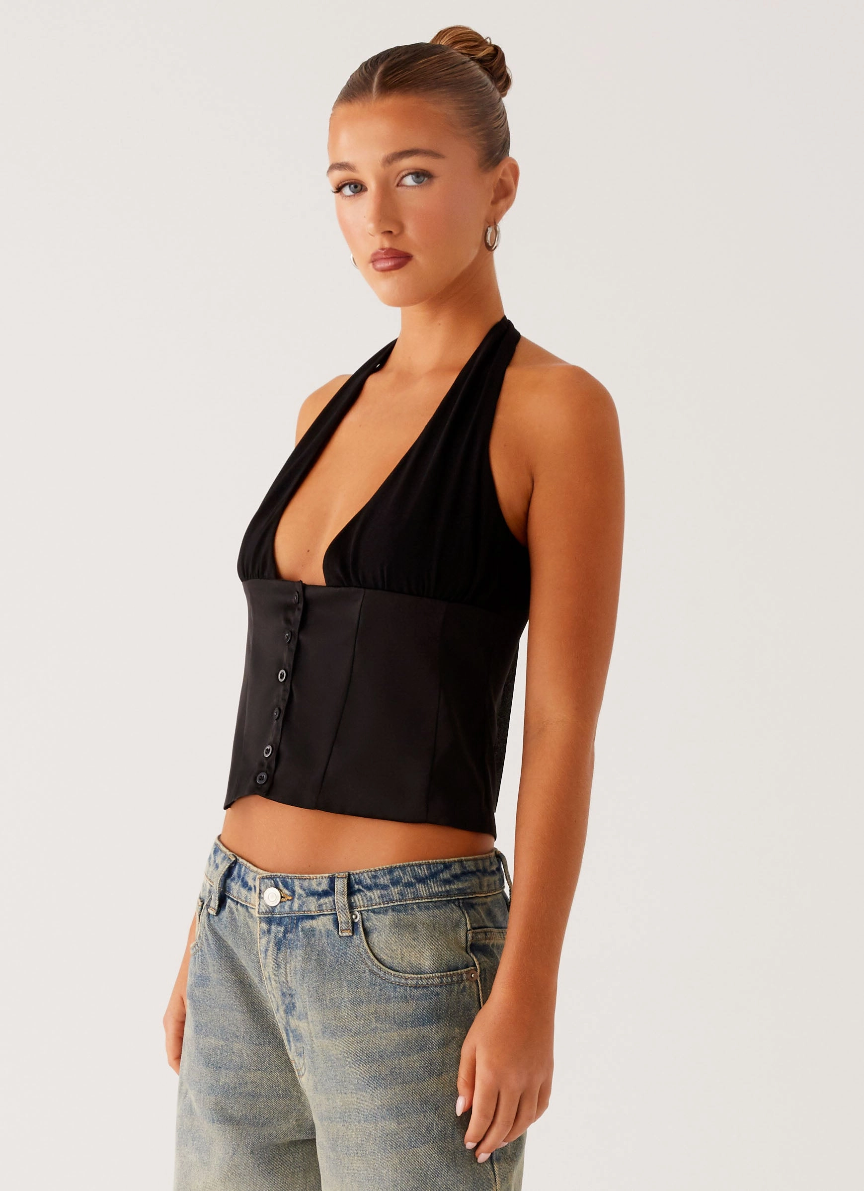 Lets Pretend Halterneck Top - Black Sustainable Production Certified
