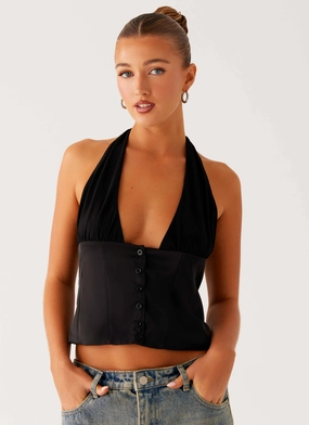 Anti Pilling Fabric Lets Pretend Halterneck Top - Black Active Tee Lets Pretend Halterneck Top - Black
