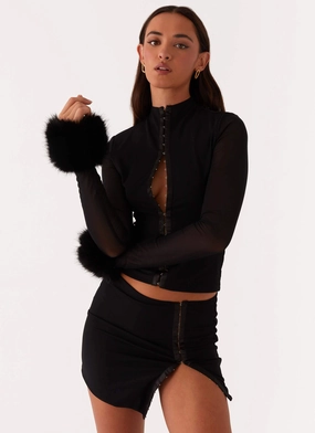 Anti Roll Waist System Tayanna Mini Skirt - Black Side zipper Tayanna Mini Skirt - Black