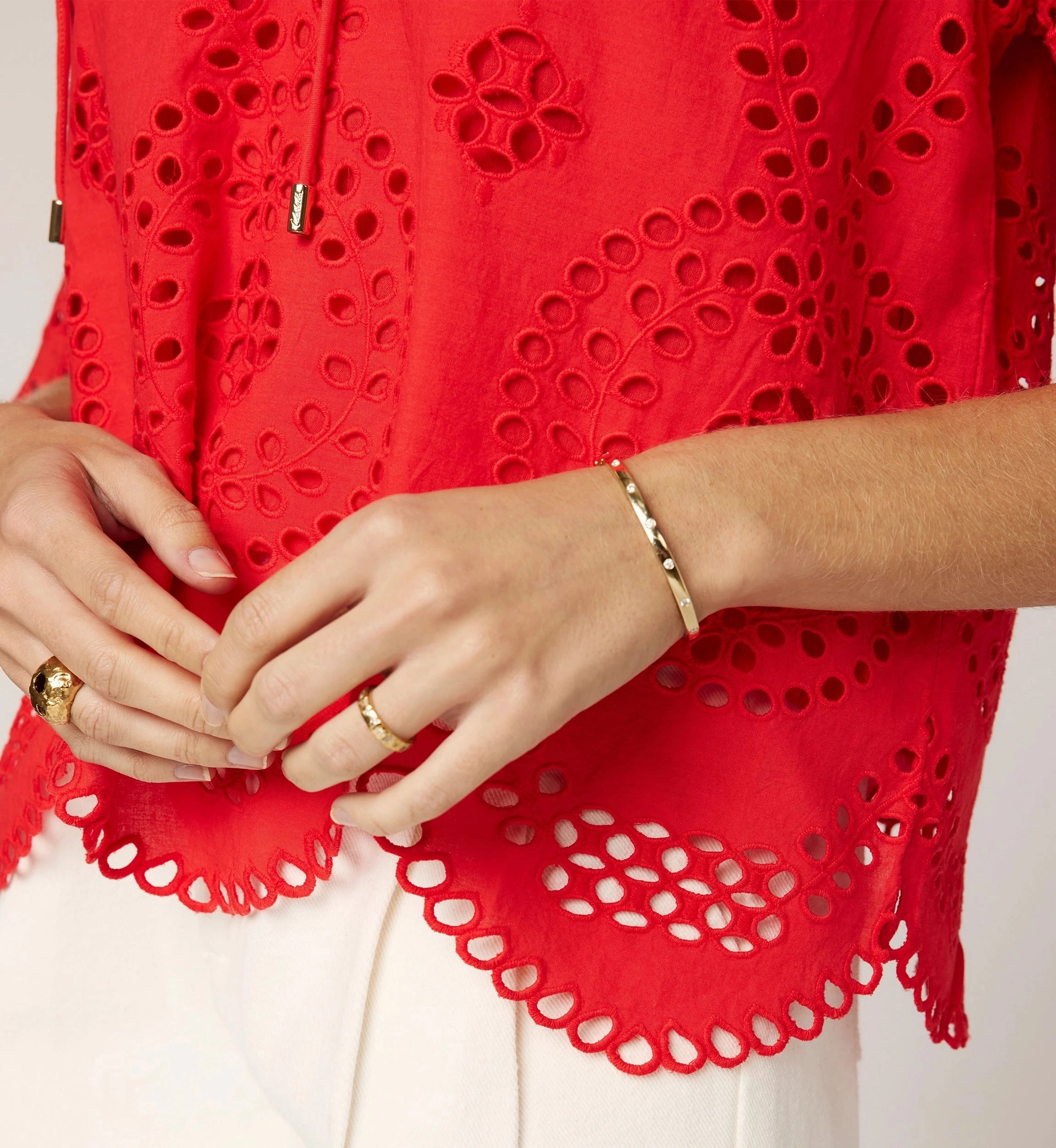 Lulu Blouse | Poppy Red Minimalist Stitching TemperatureRegulatingLining