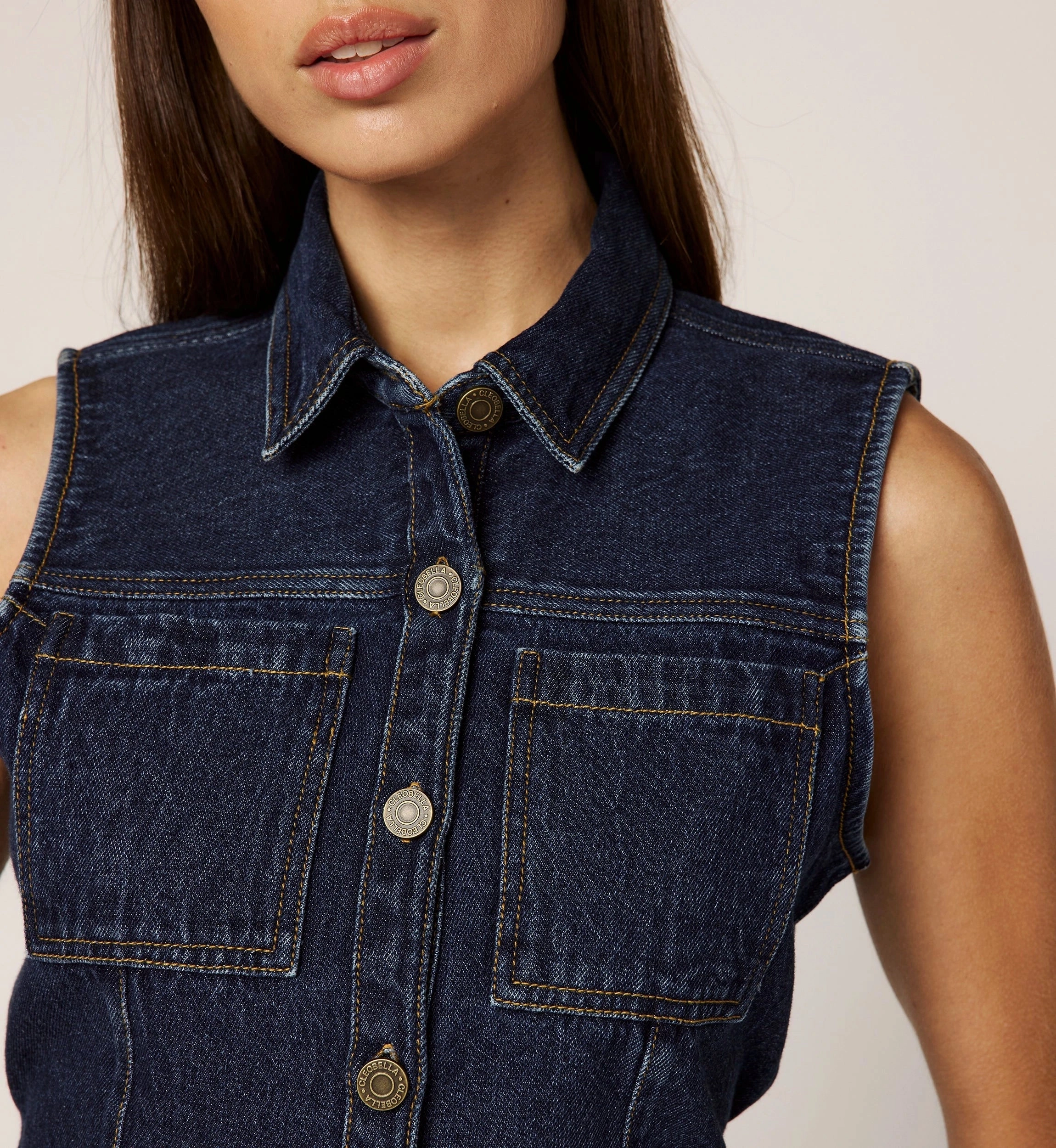 Franka Vest | Dark Denim Breathable Mesh Insert Soft Touch Texture