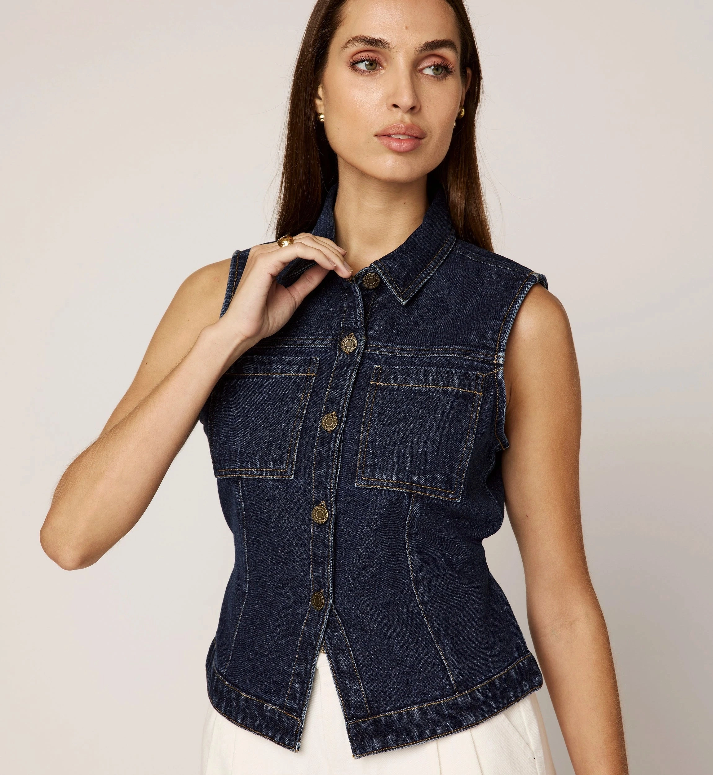 Franka Vest | Dark Denim AntiStaticTreatment