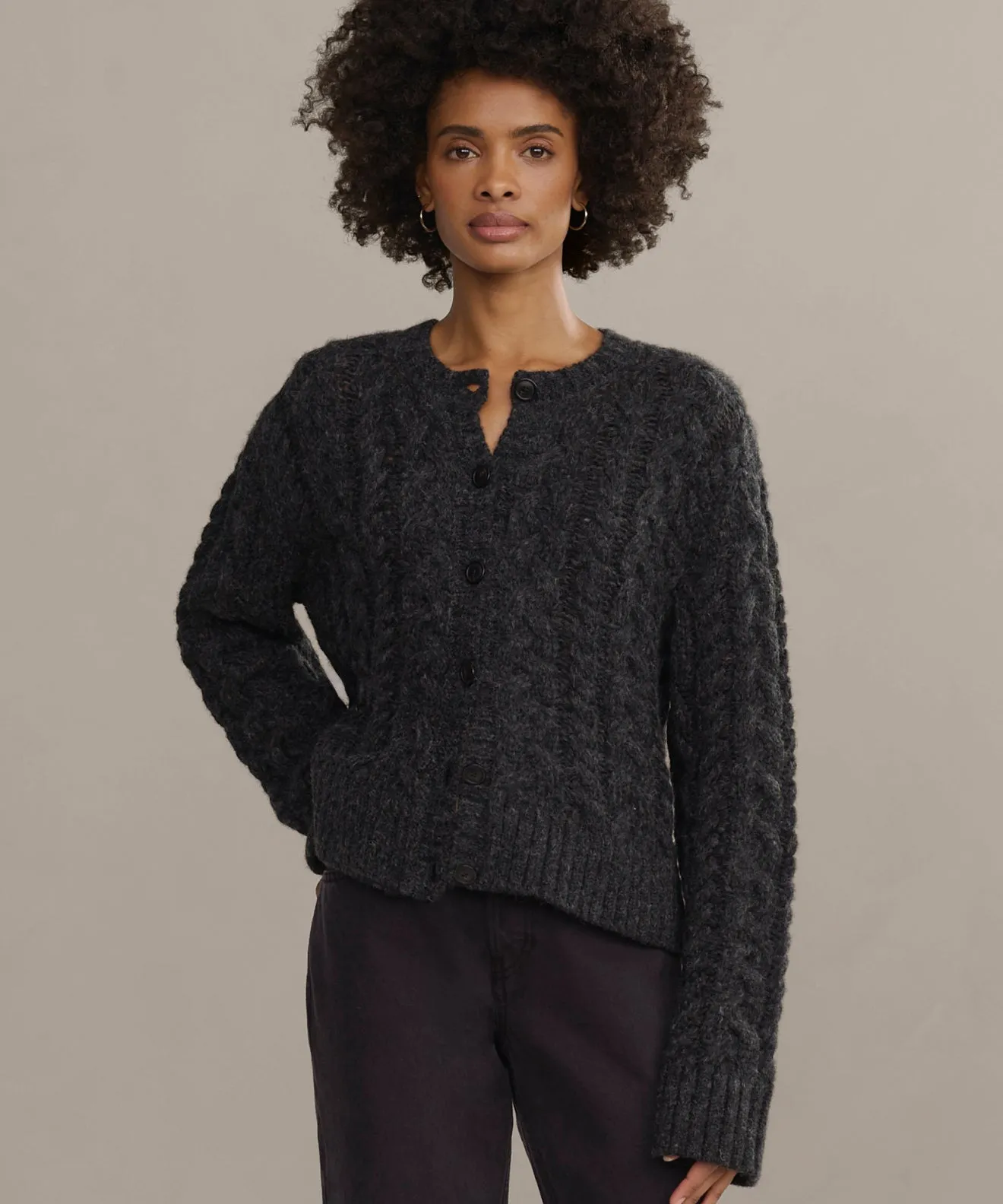 Cable Juliette Cardigan Weighted Hem