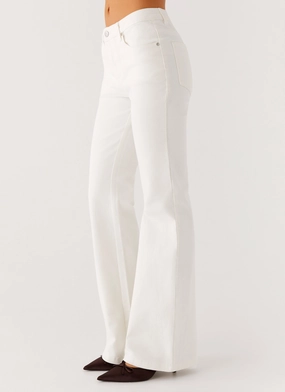 AntiPilling Fabric Aldo Bootleg Jeans - White Casual Comfort Layers Seam-Free Aldo Bootleg Jeans - White