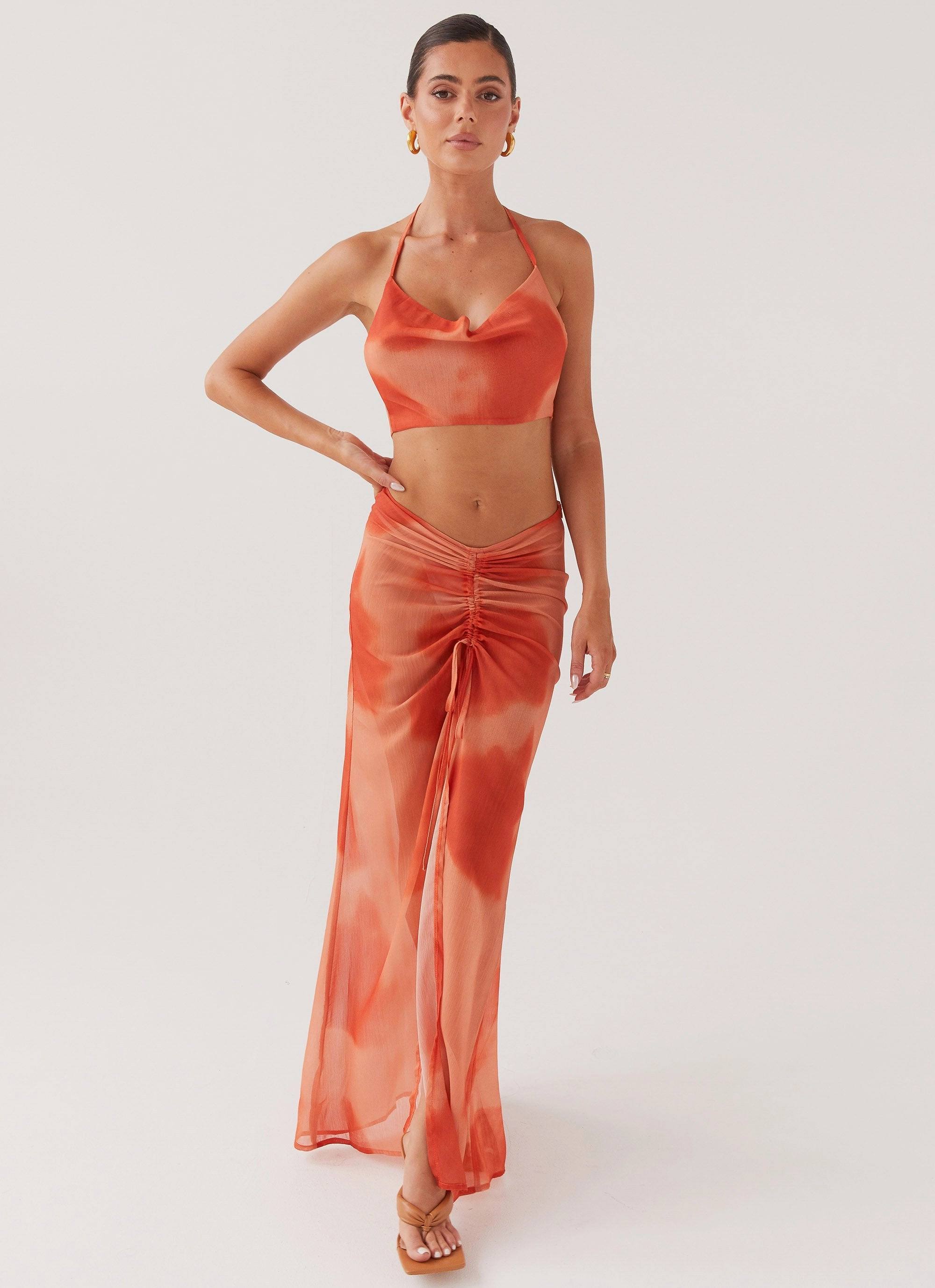 Zenta Cowl Neck Top - Copper SeamFree Knitting