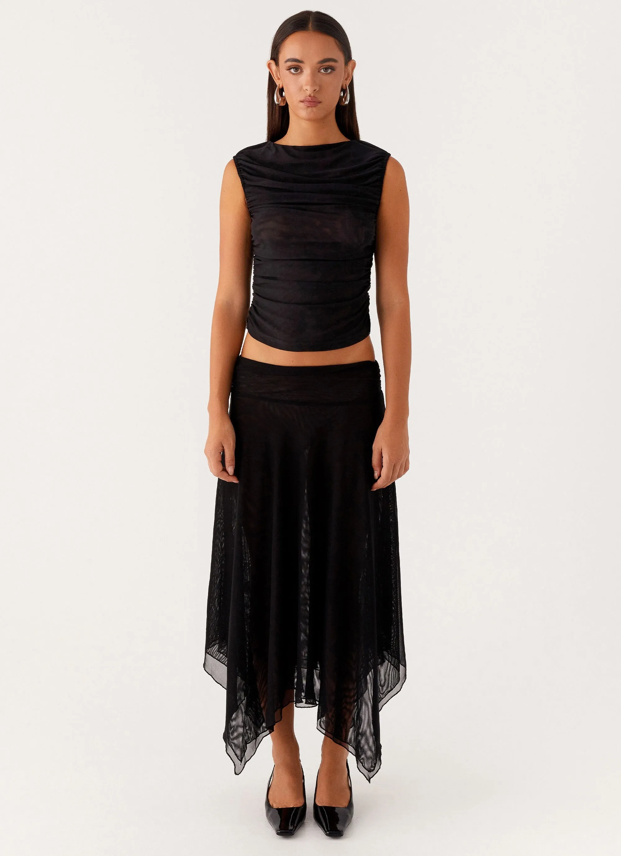 All Season Versatility Core Flex Arwen Midi Skirt - Black