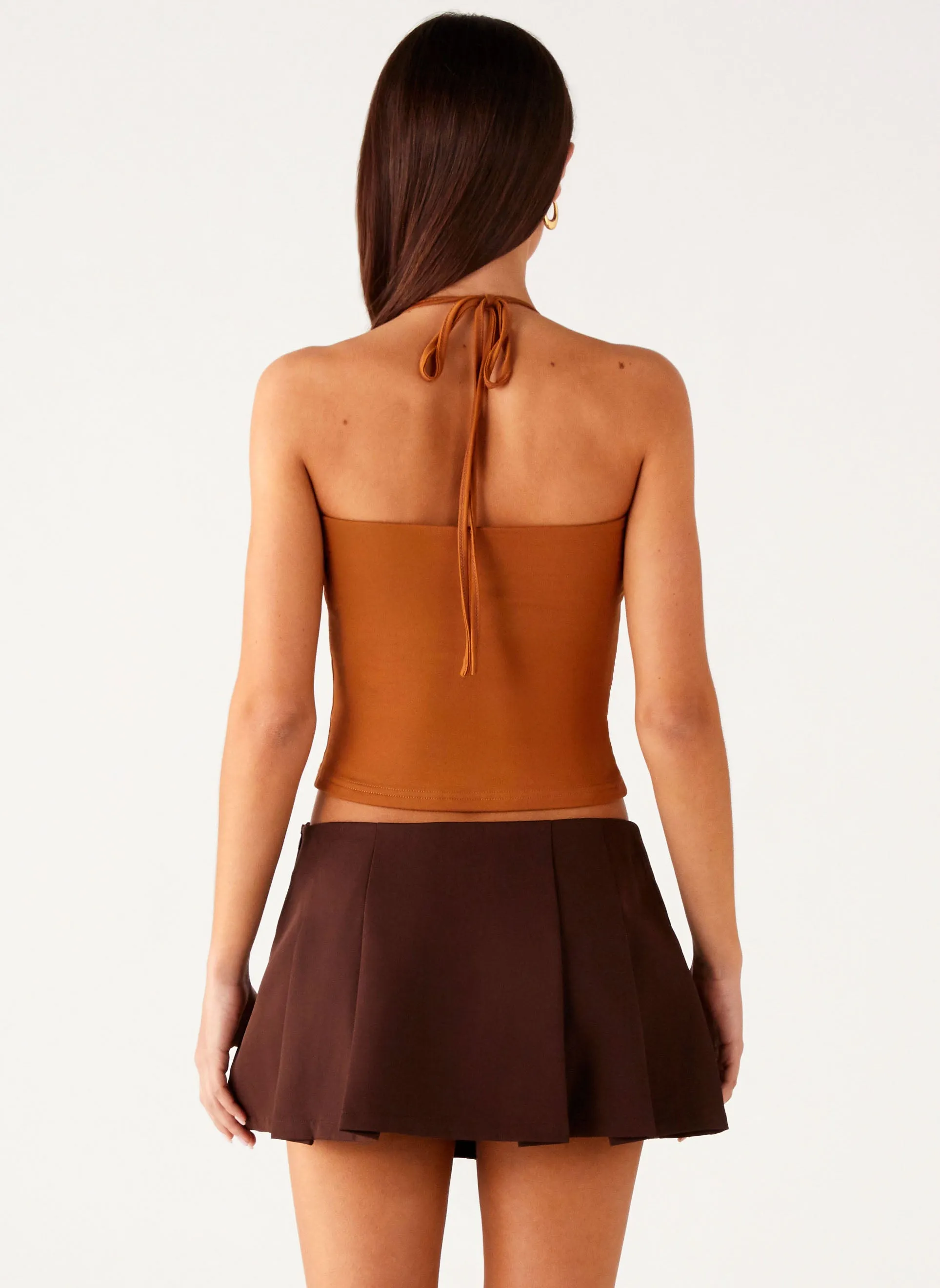 Dalia Dusk Pleated Mini Skirt - Chocolate All weather