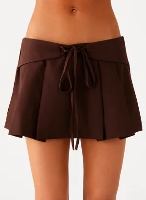 AntiStatic Treatment Dalia Dusk Pleated Mini Skirt - Chocolate Dalia Dusk Pleated Mini Skirt - Chocolate Adaptable Fit