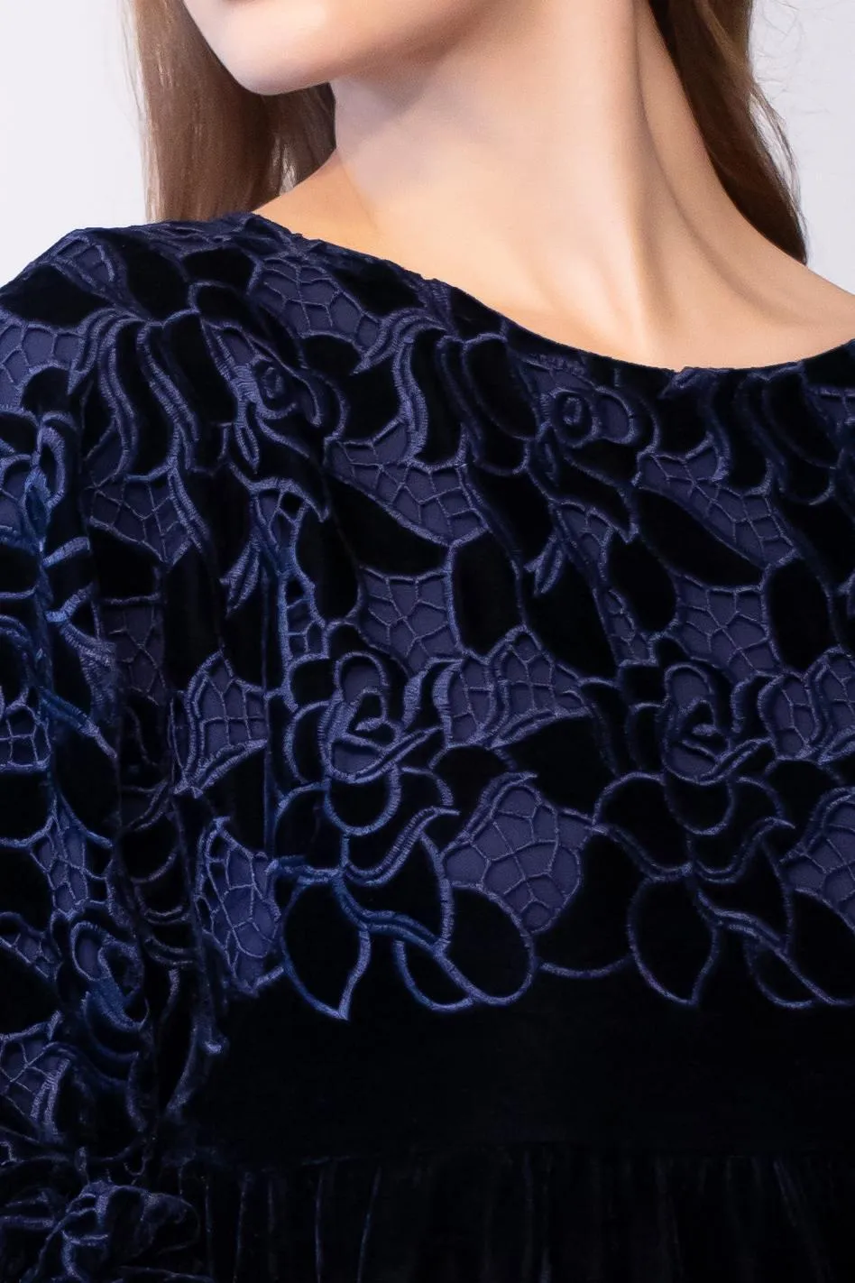 Repair-Friendly Antonia Dress - Navy Petal Velvet