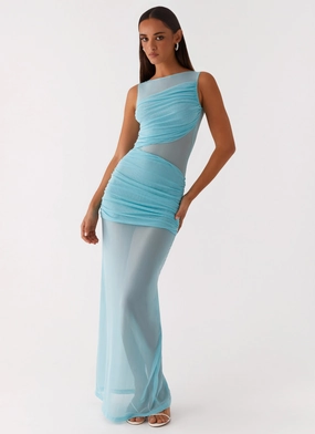 Apollo Maxi Dress - Aqua Soft And Comfortable Apollo Maxi Dress - Aqua monochrome Tie-dye