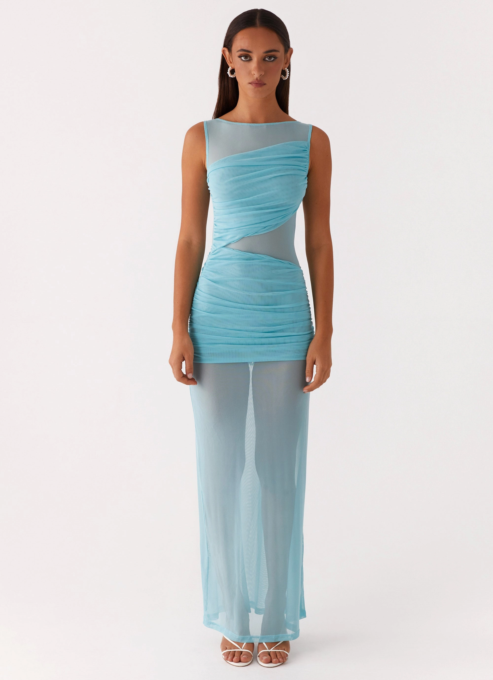 Minimalist Elegance Elegant Waist Apollo Maxi Dress - Aqua