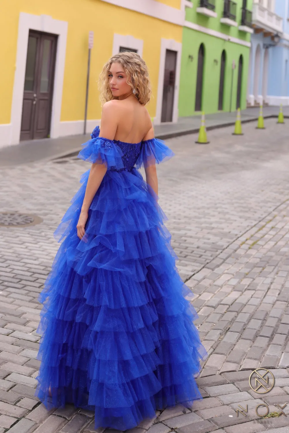 Applique Strapless Corset Tiered Dress_T1338