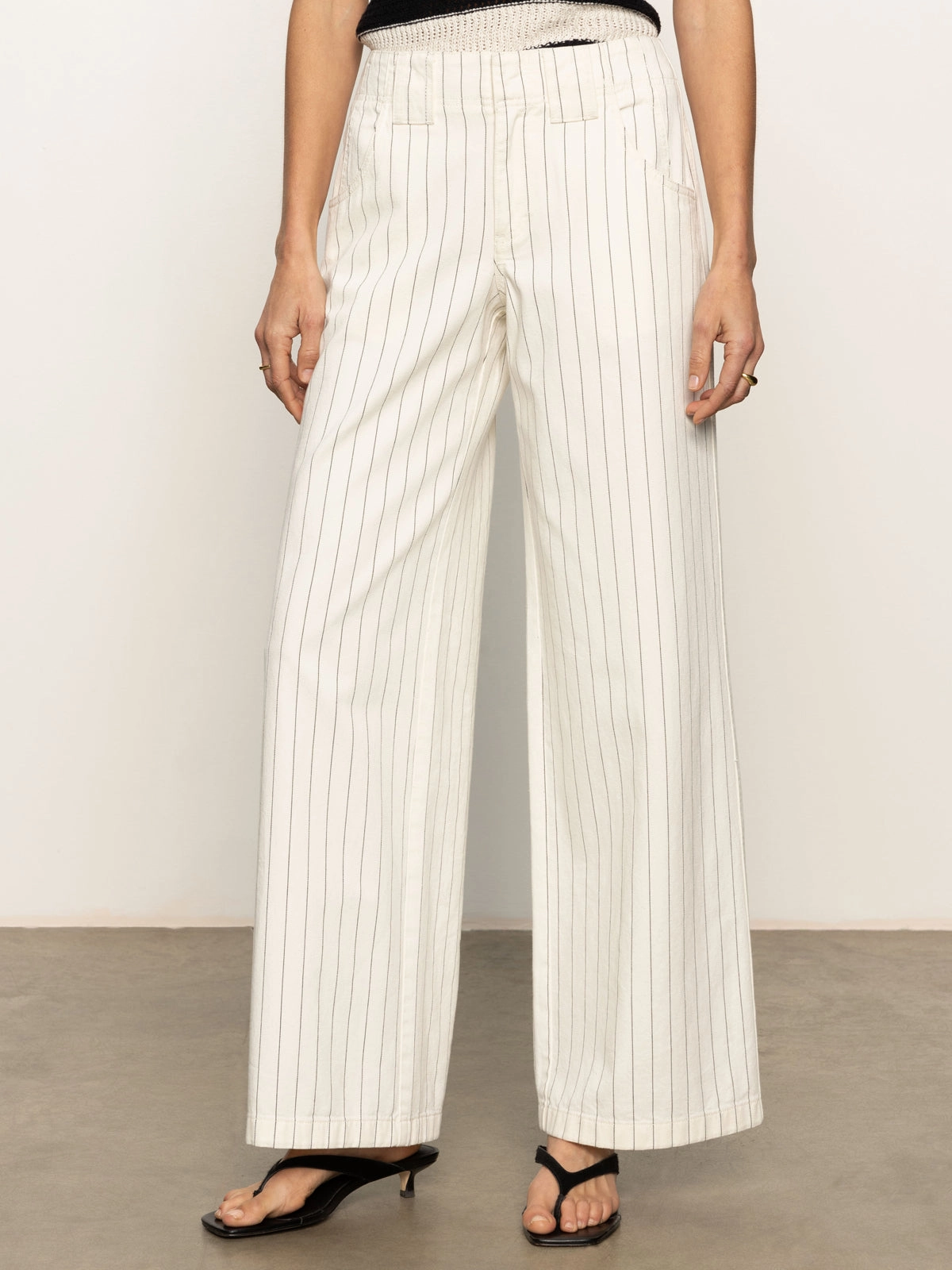 Arden Wide Leg Jeans Bleached White Pinstripe Breathable fabric Reinforced Seams