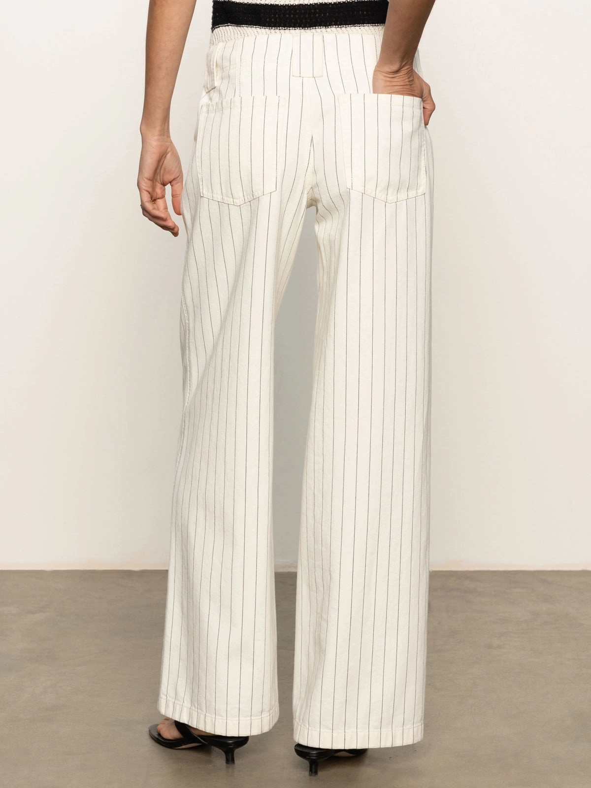 Performance Ready Arden Wide Leg Jeans Bleached White Pinstripe