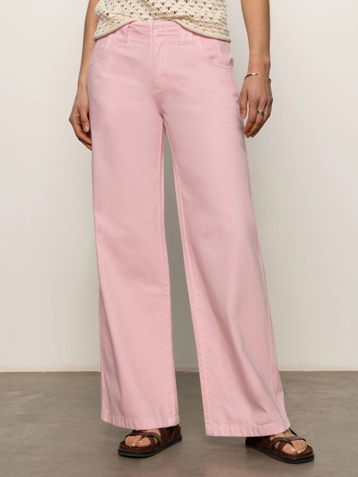 Arden Wide Leg Jeans Washed Cherry Blossom Belt loops Stretchable Fit
