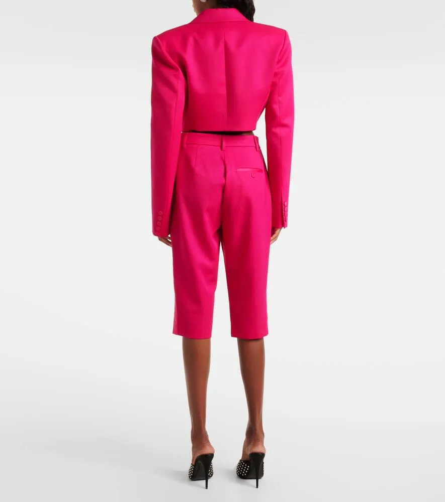 Area Floral-appliqu√É¬© cropped wool blazer