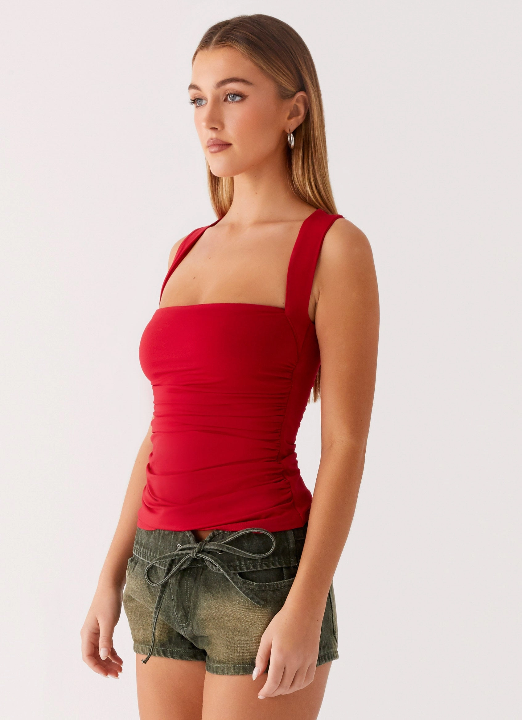 Aria Top - Merlot Red Flexible Ribbing