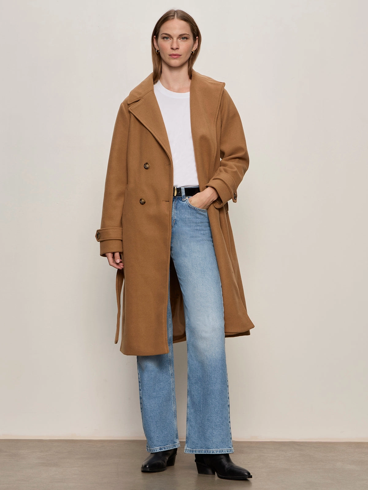 Flexible Layering Defend Aria Wrap Coat Camel
