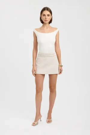 Ariel Double Belt Mini Skirt Clean Fit Reinforced Hemline