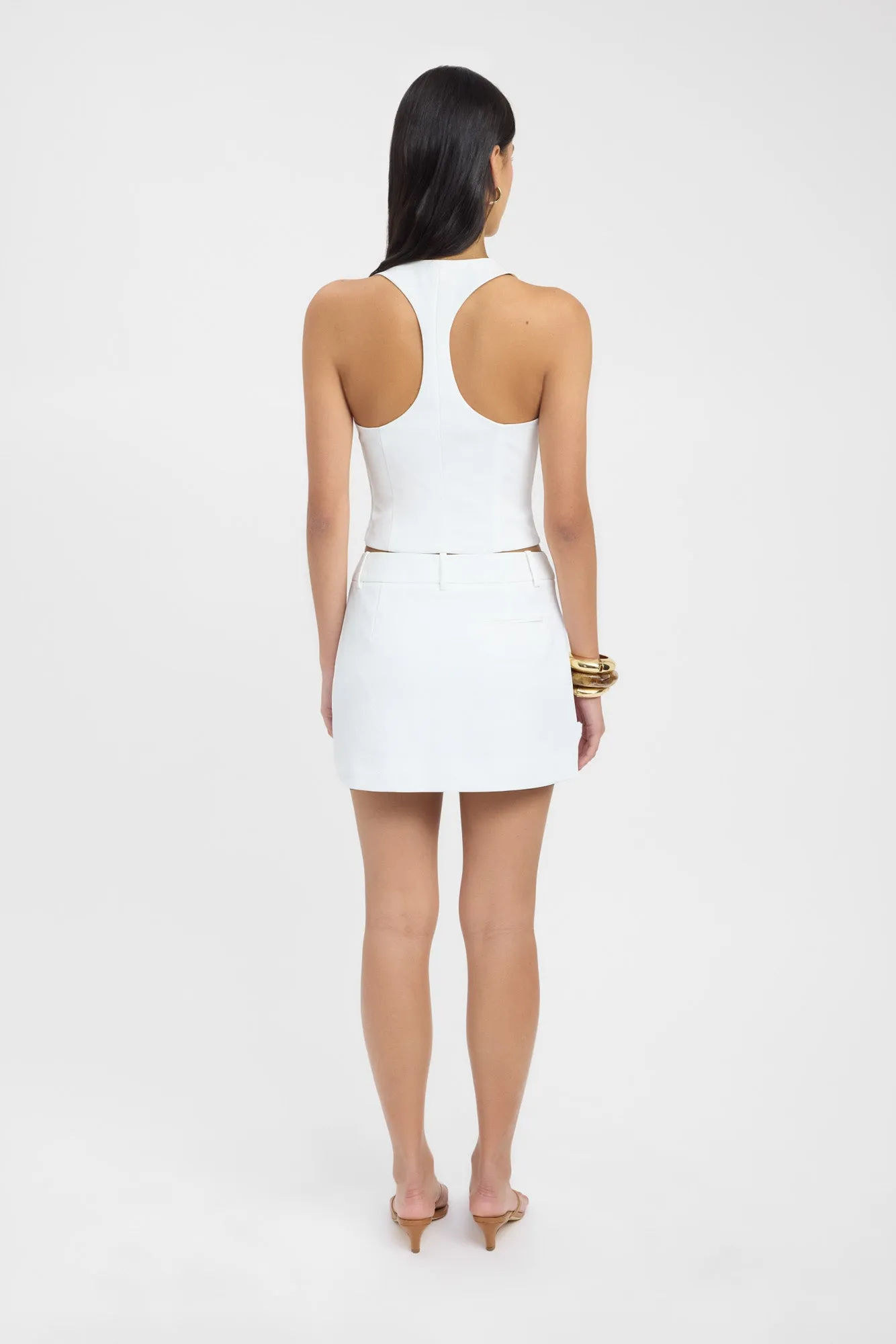 button detail Ariel Low Rise Mini Skirt