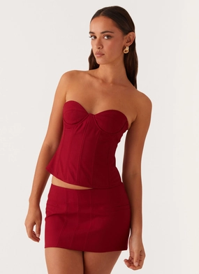 Armelle Micro Mini Skirt - Maroon Snag Proof Fabric Technology Stretchy Material Wrinklefree Armelle Micro Mini Skirt - Maroon