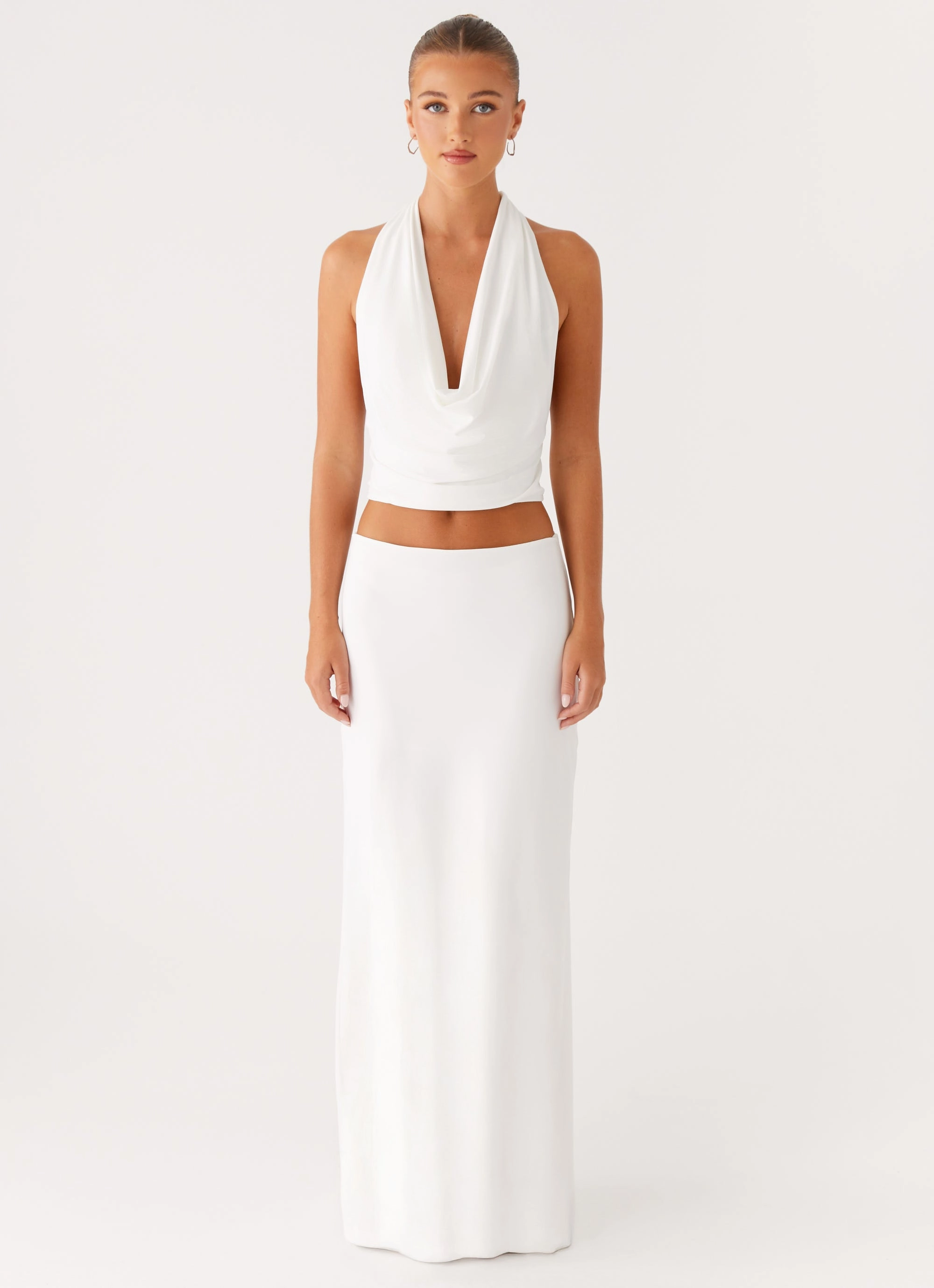 clean design Hygienic Inner Layer Ashi Maxi Skirt - White