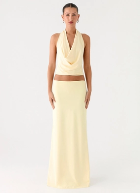 Ashi Maxi Skirt - Yellow Lightweight Layer Subtle Finish Denim style Ashi Maxi Skirt - Yellow