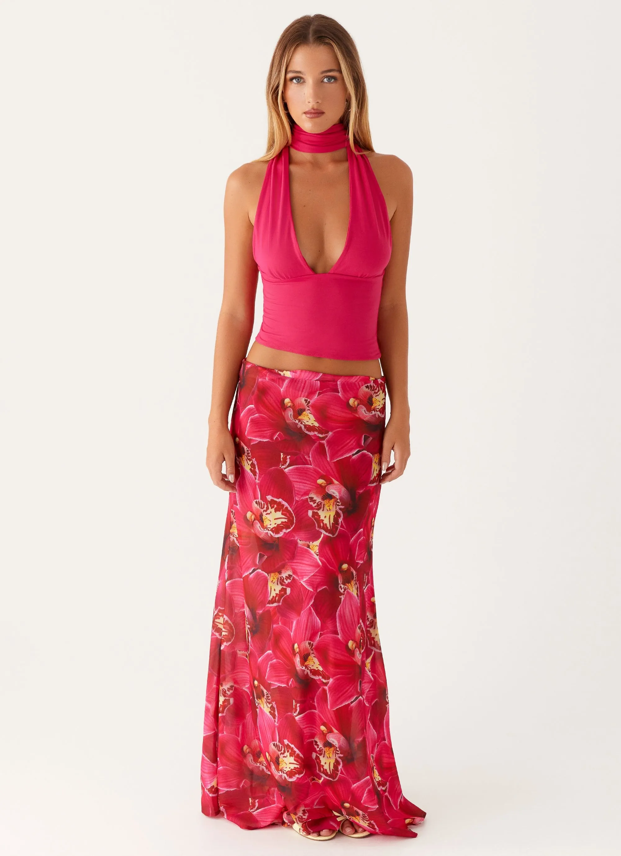 All Day Wear Flexible shape Ashley Maxi Skirt - Orchid Pink