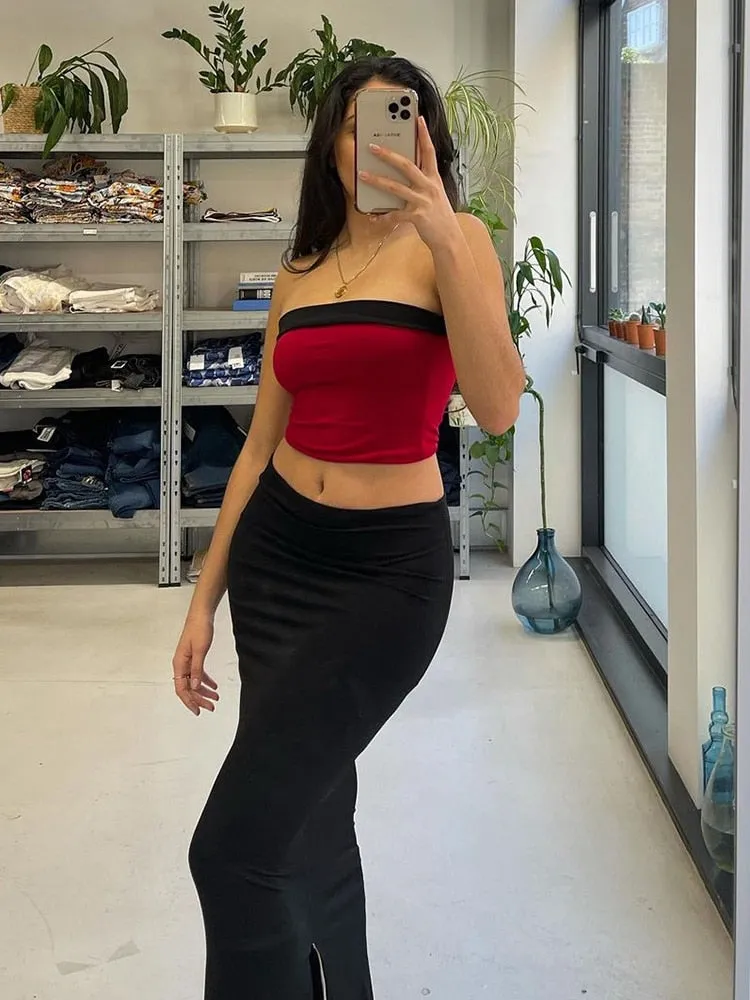 Ashore Shop Elegant Tube Top and Skirt 2 Piece Set Skinny Dress Sets Summer Outfits for Women Sexy Co-ord Sets Club Clothes