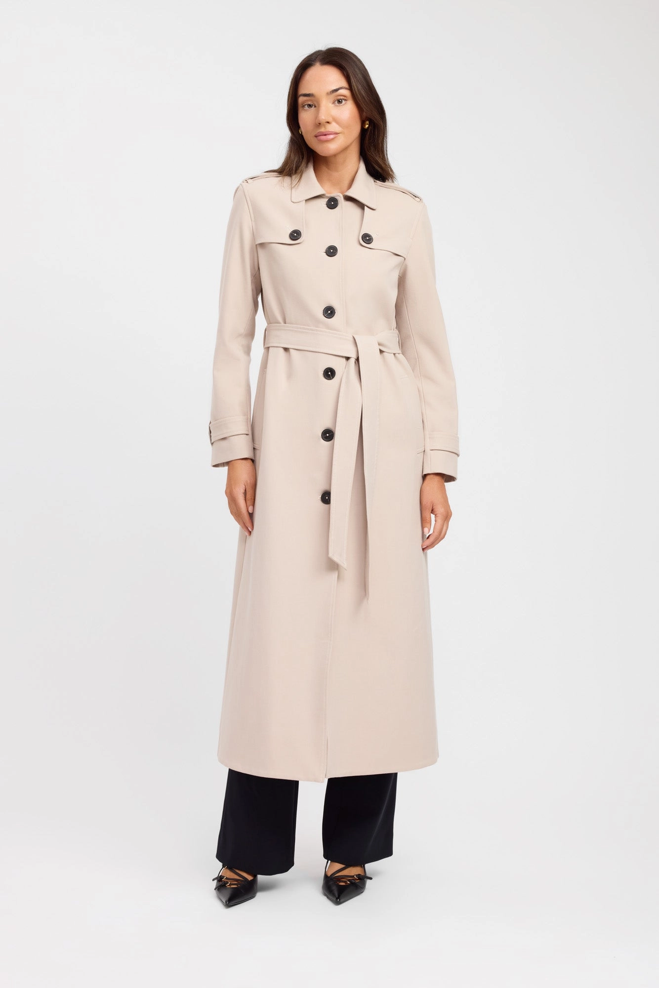 Berlin Button Trench Snow Weather Wrinkle Resistant Material