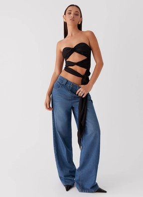 Athleisure Inspired Cut Sunlight Cascade Top - Black Sunlight Cascade Top - Black Resilient Fabric Blend