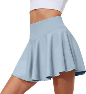 Athletic Skorts for Women with Pockets Pleated Tennis Golf Skirt Tummy Control Yoga High Waisted Skirt with Shorts