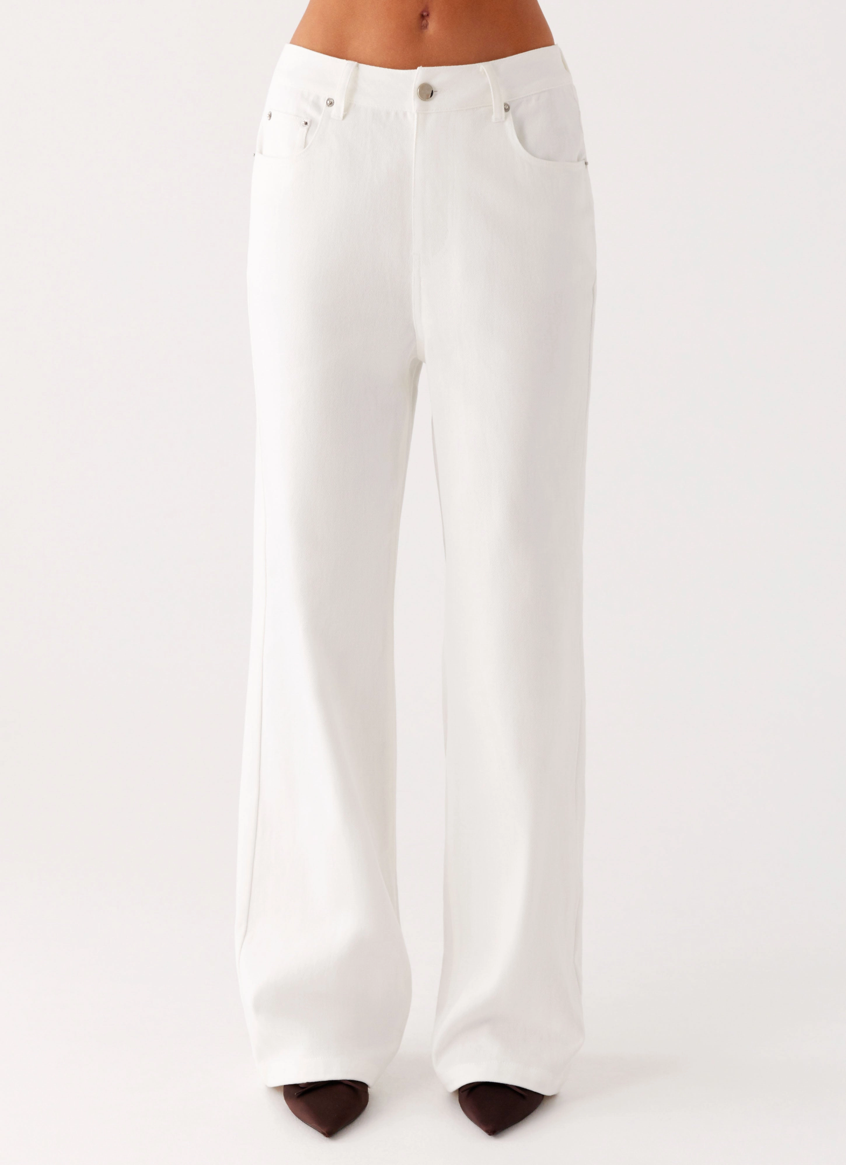 Ready For Action Back Again Straight Leg Denim Jeans - White