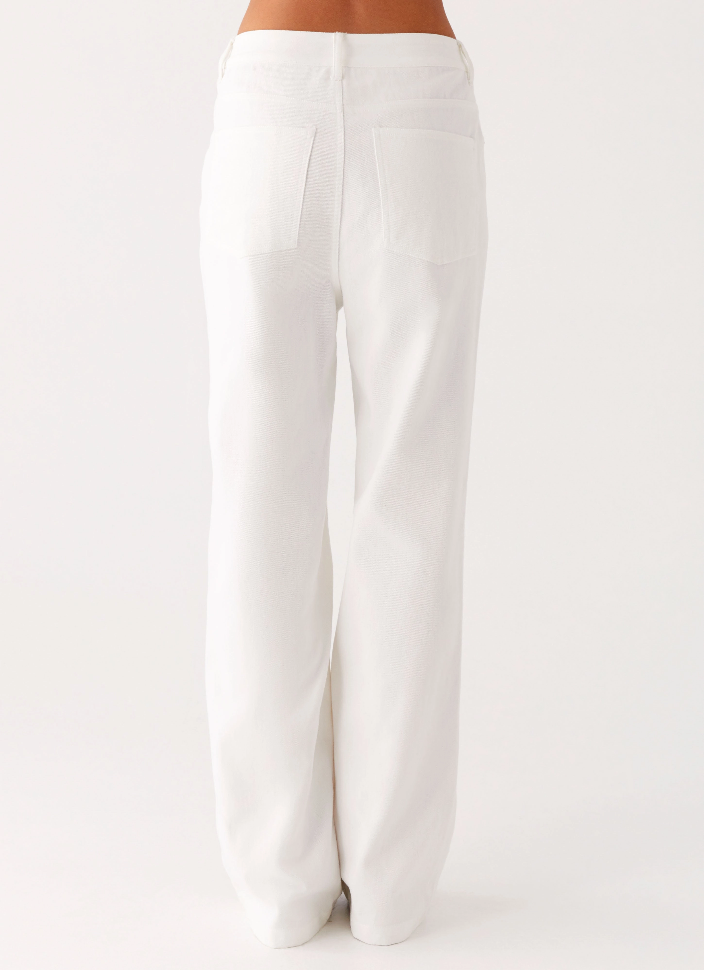Back Again Straight Leg Denim Jeans - White Stylish Cut Padded hips